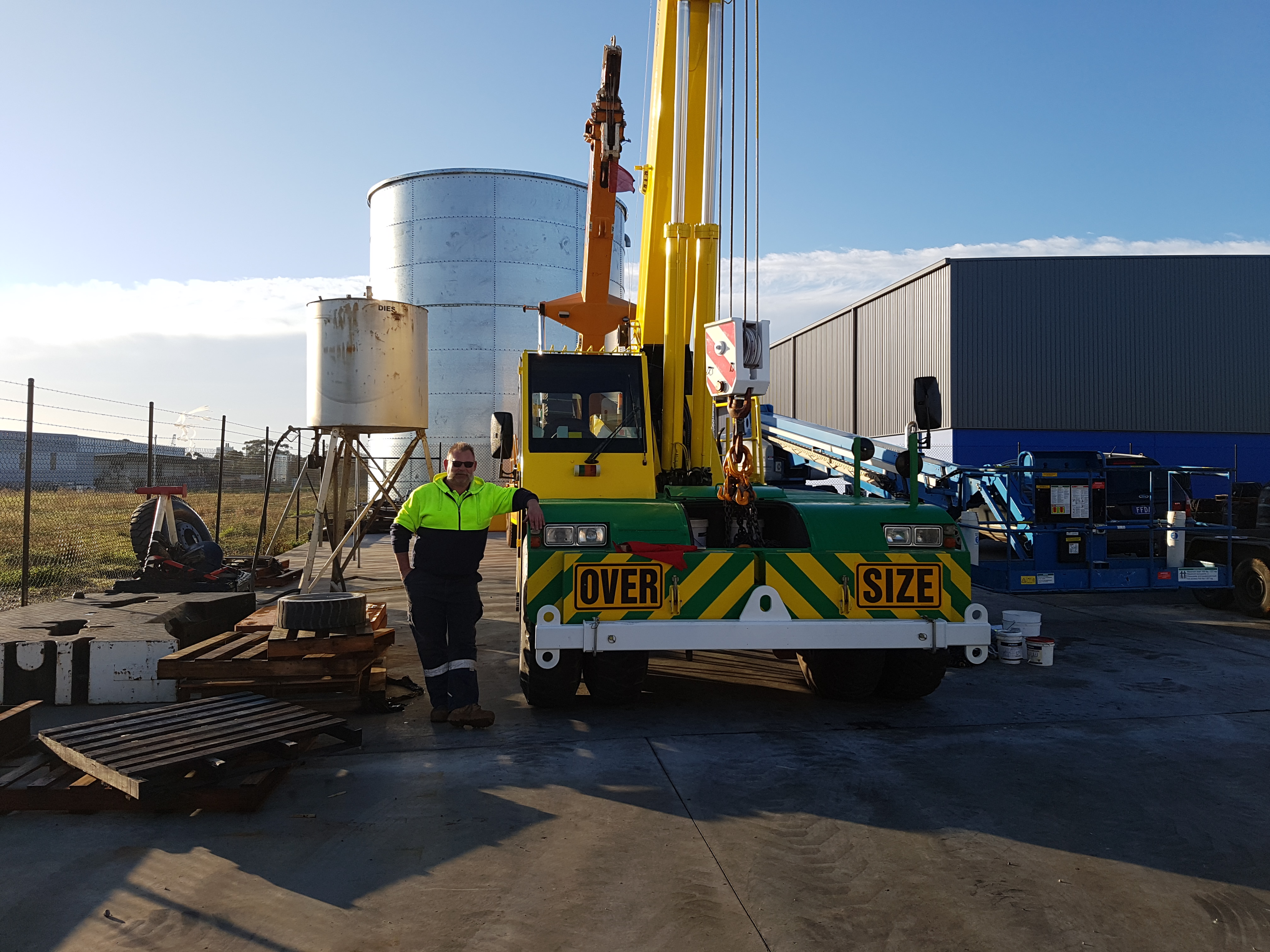 Jeff JFK Kogler and his new 25 t Franna - JFK Mobile crane hire and rigging Melbourne